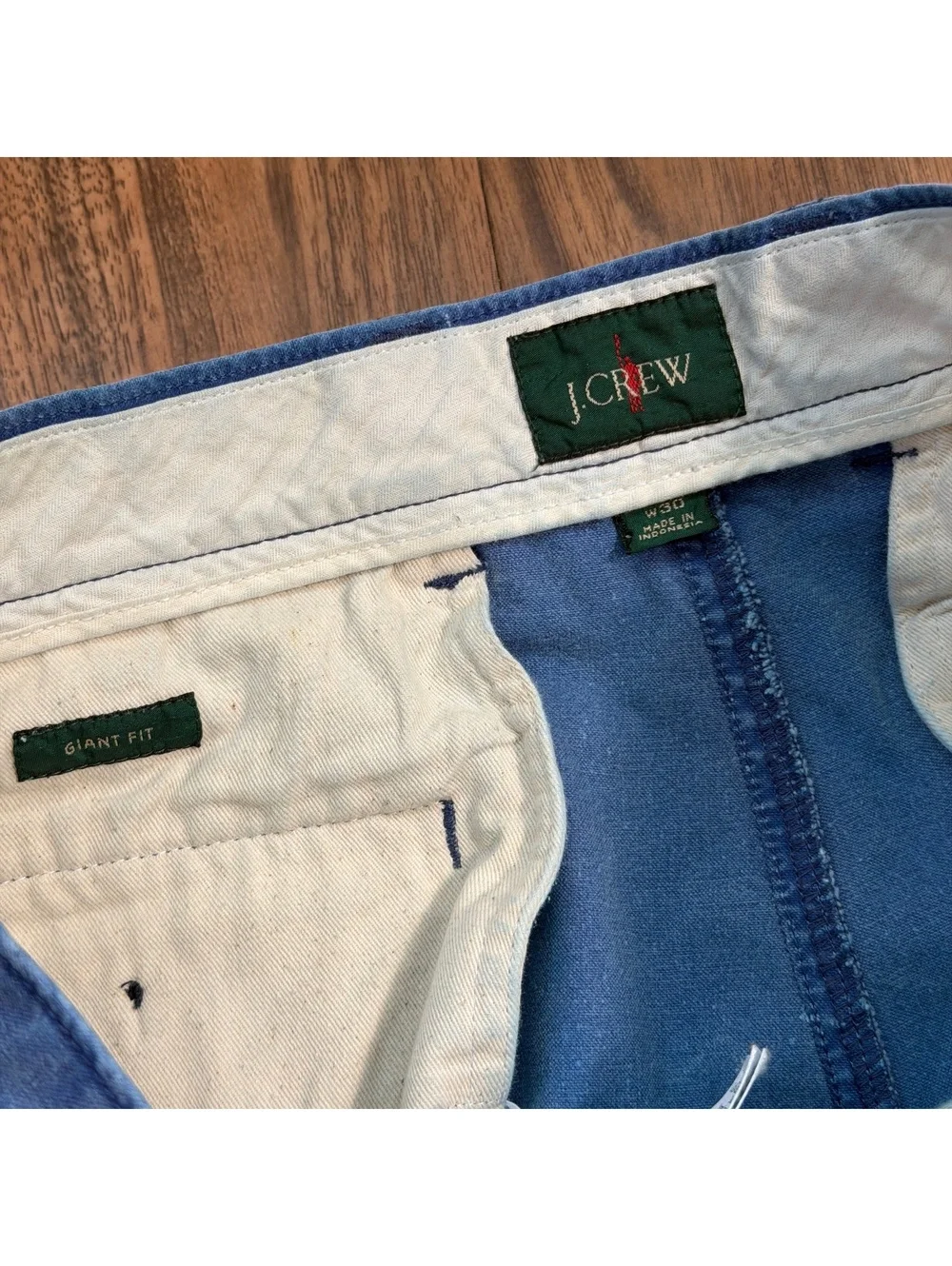 Vintage J.Crew Giant Fit Chino Pants W30 Washed Blue Wide Leg Cotton Trousers